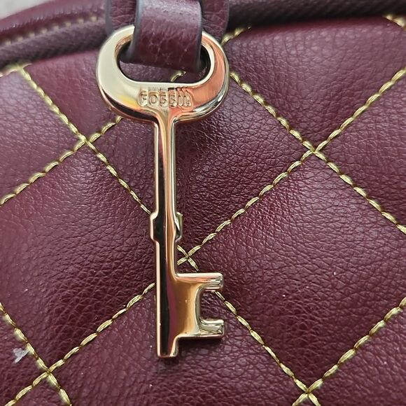 Fossil Sherri Burgundy Quilted Laptop Backpack - Picture 2 of 9